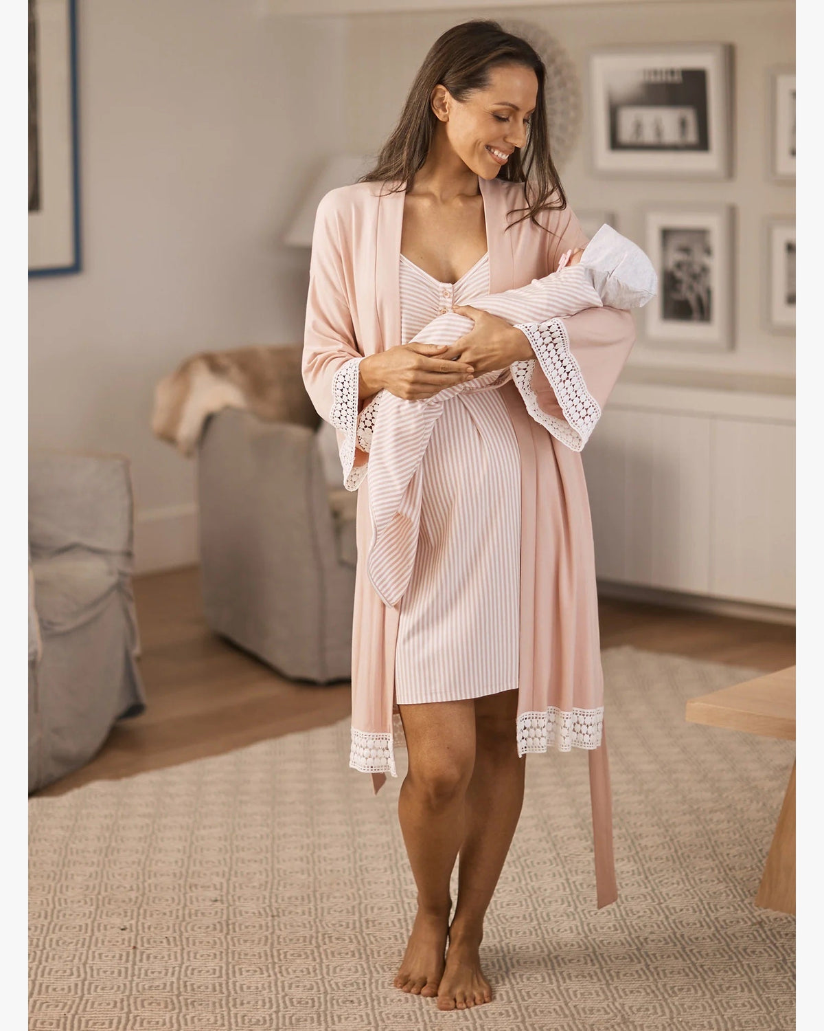 Maternity & Nursing Nightie Set - Pink