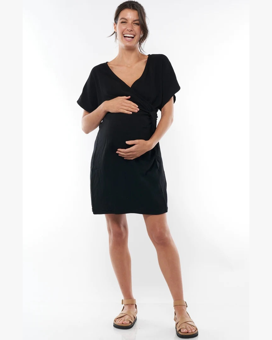 Wrap Around You Maternity Dress - Black