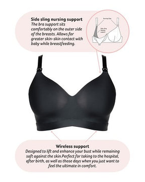 Infinite Black T-Shirt Nursing Bra - Wirefree