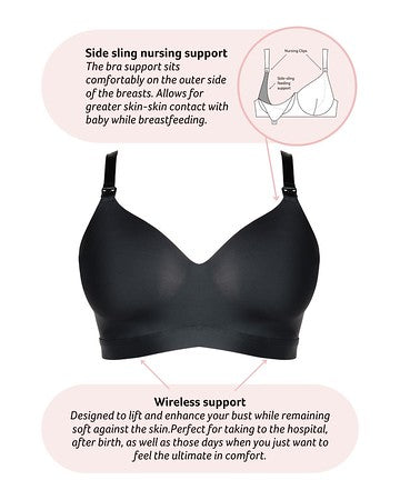 Infinite Black T-Shirt Nursing Bra - Wirefree