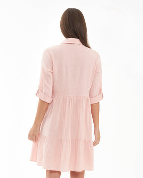 Adel Button Through Dress -  Soft Pink