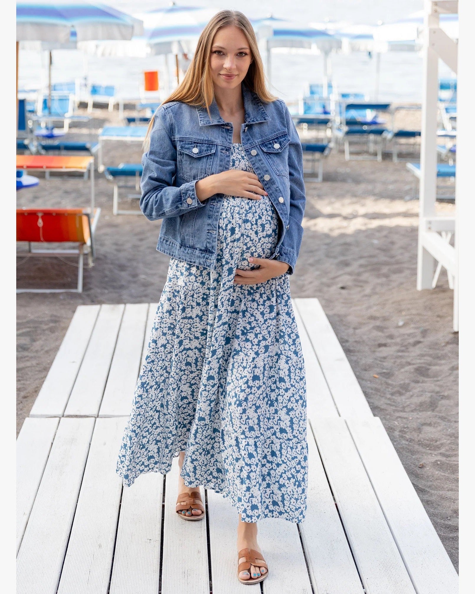 Maternity Maxi Lilliana Dress - Blue Print