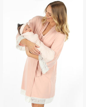 Maternity & Nursing Nightie Set - Pink-YUM MUM TUM