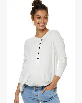 On My Mind Button Henley - Ivory