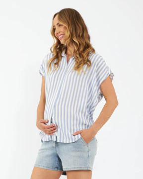 Quinn Relaxed Shirt - Blue & White