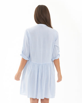 Sam Stripe Dress - Sky Blue & White