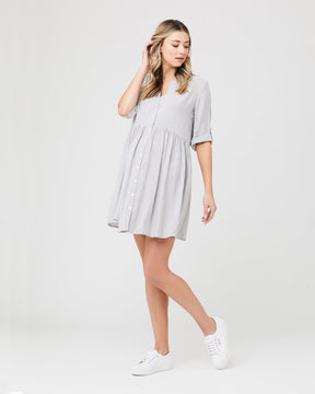 Sam Stripe Dress - Slate & White-YUM MUM TUM