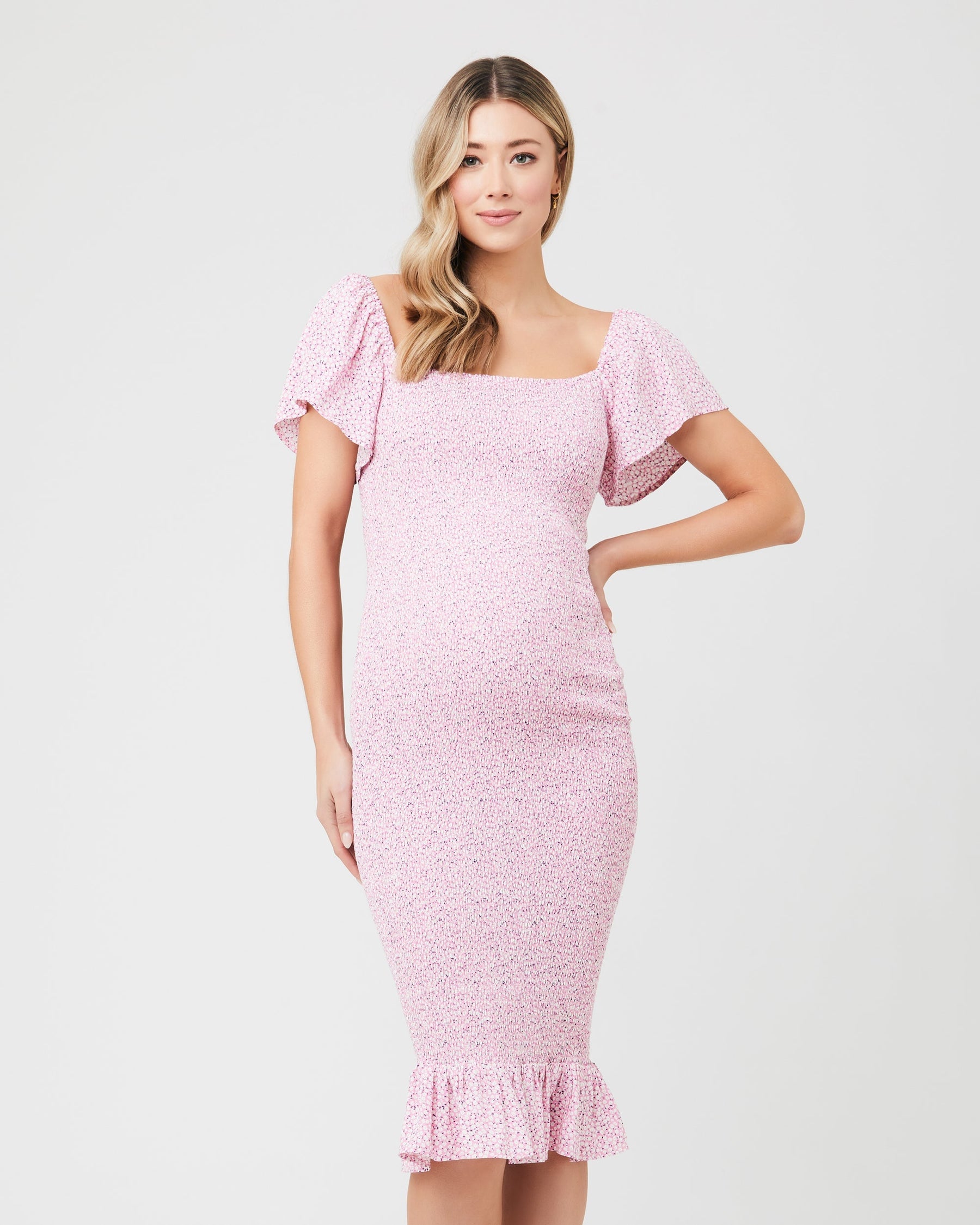 Selma Shirred Dress - Pink