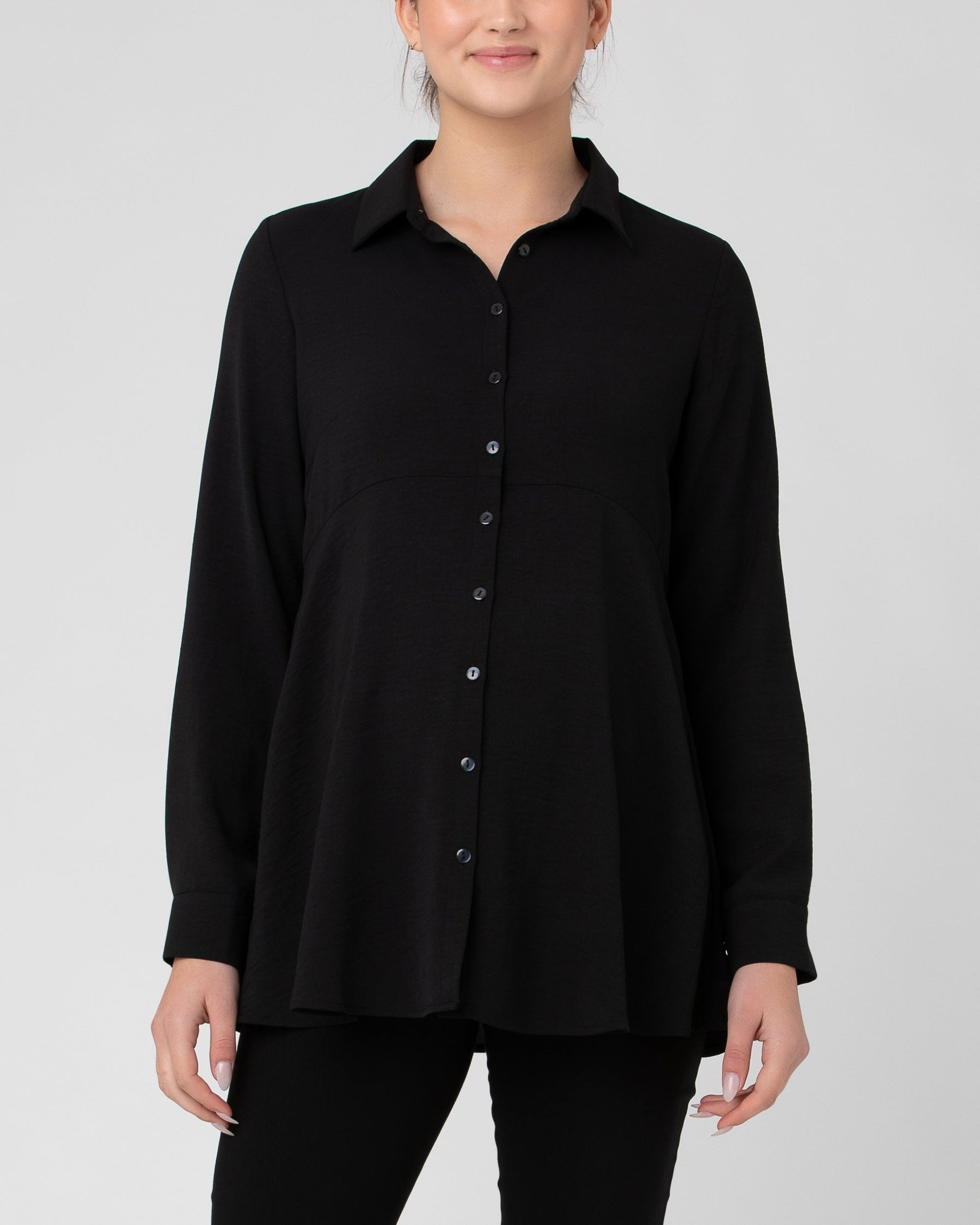 Tina Peplum Shirt - Black