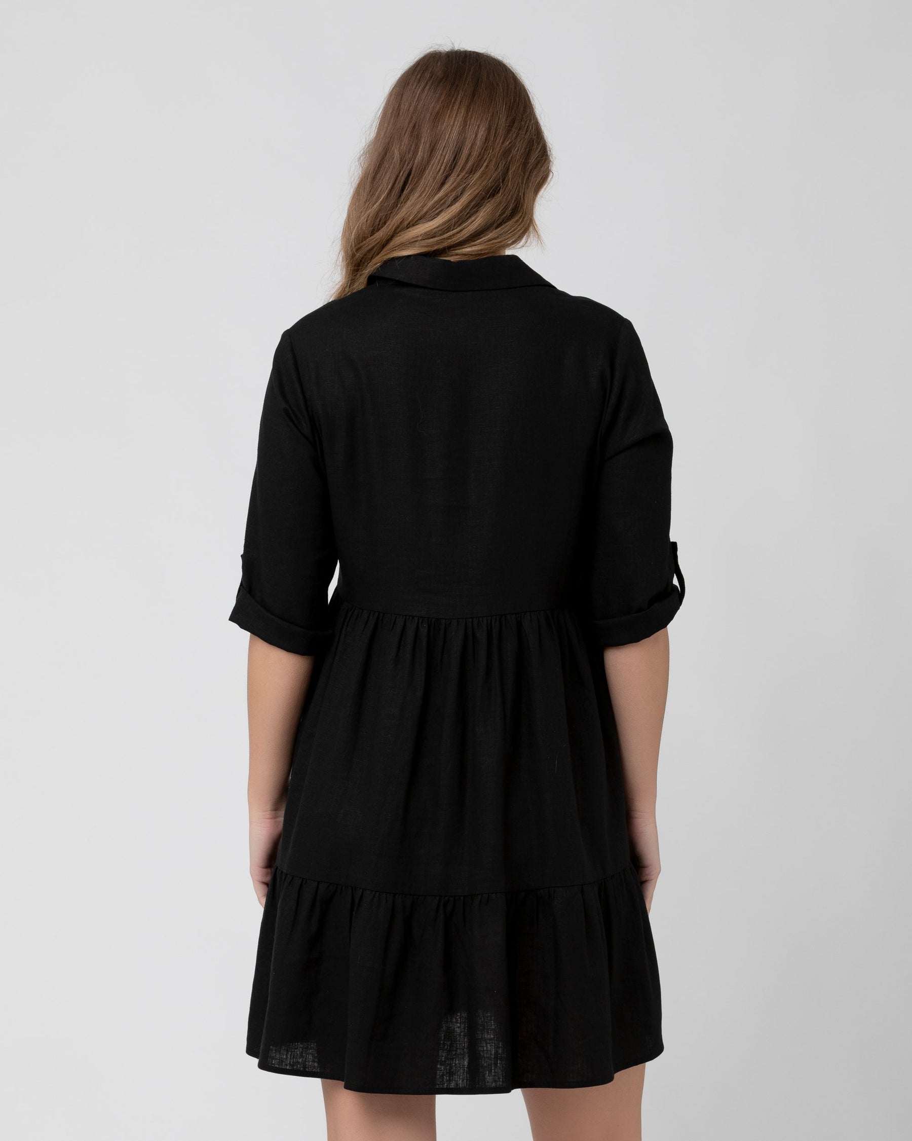 Adel Button Through Dress -  Black
