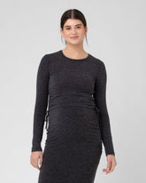 Amber Ruched Long Sleeve Top - Dark Charcoal