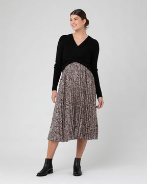 Florence Pleat Skirt - Black & Dusty Pink