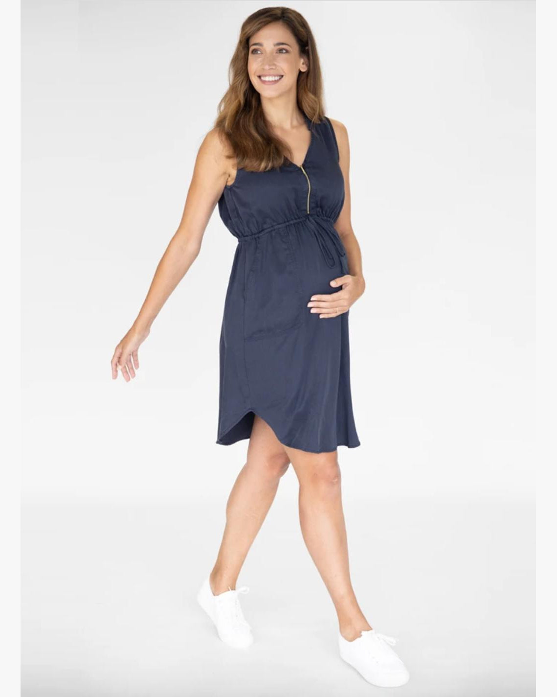 Maternity and Nursing Tencil Dress - Navy