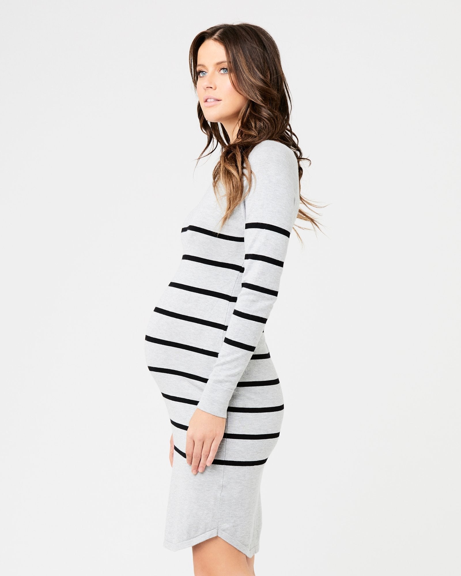 Ripe Maternity Valerie Knit Tunic Sweater Dress Black/Ecru